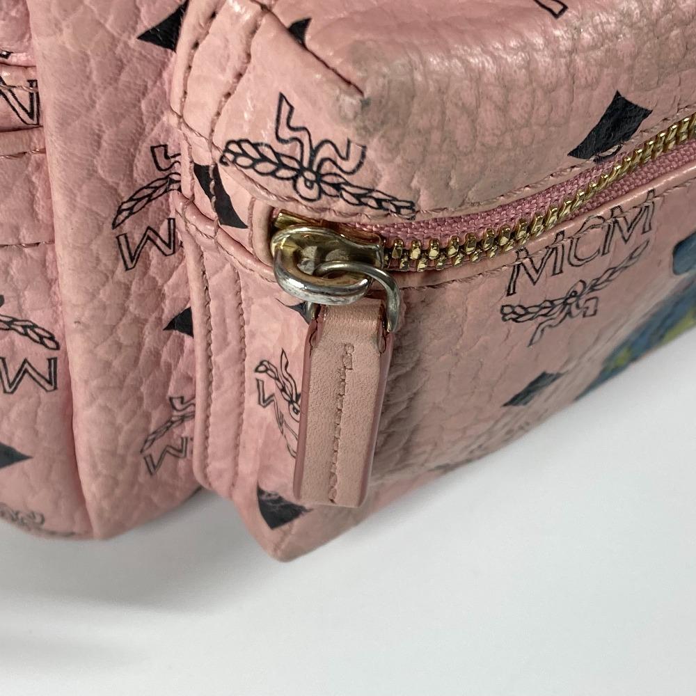 MCM Visetos Logo Backpack Bag Backpack Leather pink