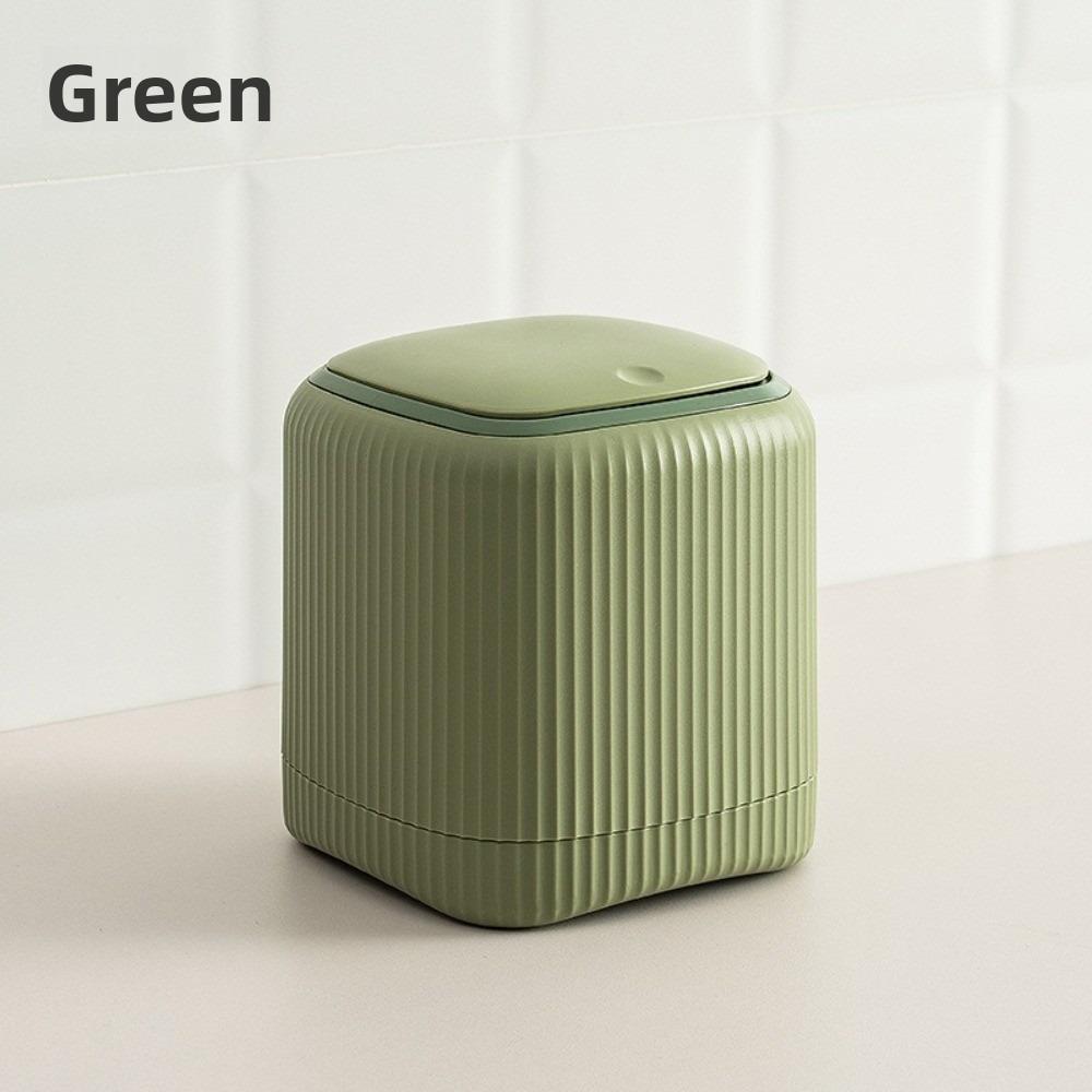 

With Lid Desktop Trash Can in/Outside Double Barrels Desk Storage Box Bedroom Office зелений