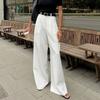 White Wide Leg Pants with Pleated Details, Loose Fit High Waist Trousers