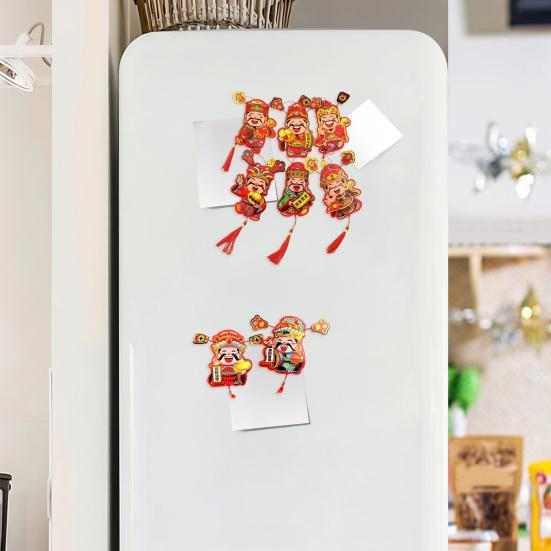 Yousheng 2Pcs God of Wealth Refrigerator Magnet Home Office Kitchen Fridge Magnet Chinese Immortal New Year Spring Festival Decoration