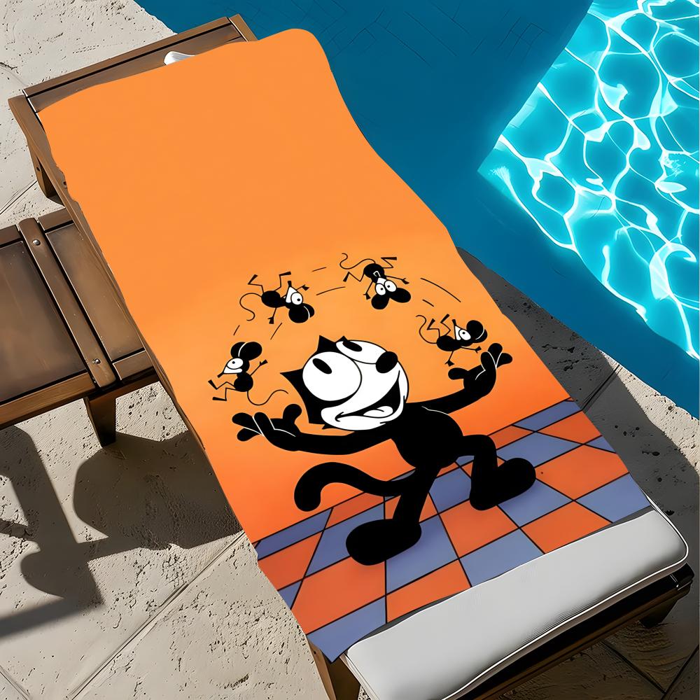 Cartoon Felix the Cat Towel Towel Soft Pool Gift For Travel Gym Shower Cool Camping Quick Dry Sports  Large Beach Towel