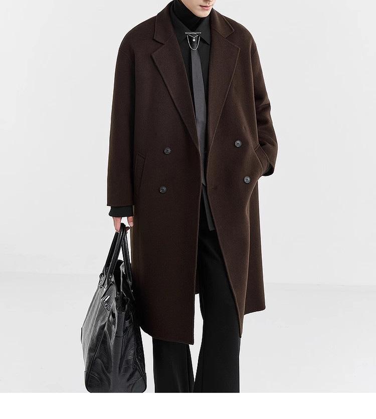 Men's Long Wool/Down Lapel Winter Coat