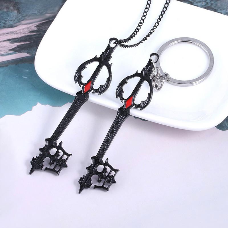 Kingdom Key Hearts Shape Keychain Alloy Necklace Pendant Jewelry Gift Fashion
