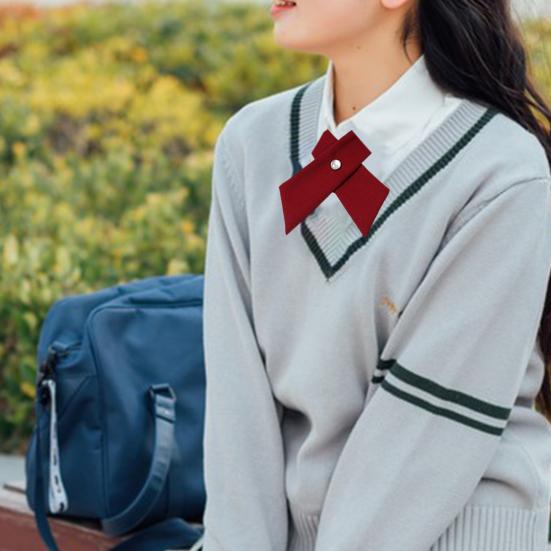 Cămașă cravată pentru femei Design de culoare solidă Închidere ușoară cu cataramă Design încrucișat Cravată pentru gât Uniforme de lucru pentru absolvire Cravată pentru studenți
