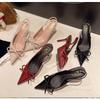 Bow Slingbacks High Heels Sandal For Woman Sexy Pointed Toe Patent Leather High Heels Shoes 2025Summer Elegant Woman Heeled Shoe