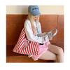 Shoulder bag summer large capacity striped canvas bag wind simple lazy fashion tote bag commuter versatile