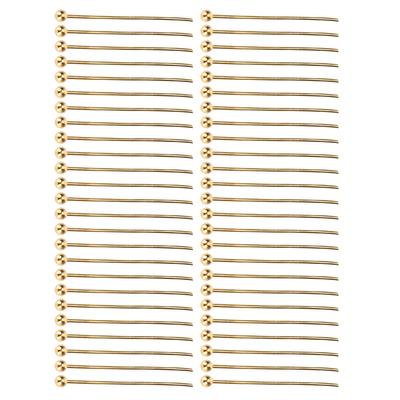 50 Stück Kugelkopfstifte Schmuckanhänger DIY Bastel Perlenherstellungsteile Zubehör Gold 25mm /