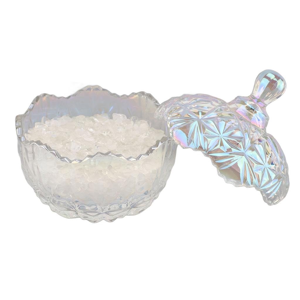 Crystal Glass Jar 400g White Crystal Degaussing Bowl Elegant Exquisite Candy Jewelry Container with