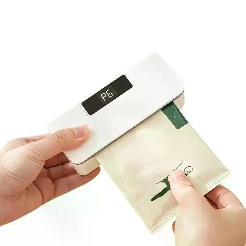2 In 1 Mini Bag Sealer Rechargeable Heat Seal With Cutter Magnet Resealer Machine For Plastic Snack Bags