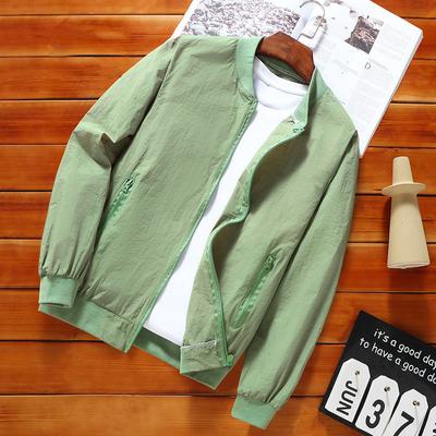 Summer New Thin Style Round Neck Long Sleeve Screw Thread Zipper Jacket Man Solid Color Pockets Casual Sunscreen Clothing