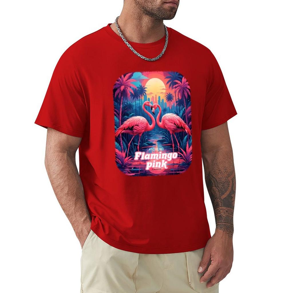 Flamingo Pink T-Shirt Graphic Tee Shirt Funnys Men Clothes