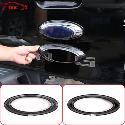 Carbon Fiber/Gloss Black Car Rear Badge Ring Logo Frame Cover Decoration Trim ABS For Ford Ranger 2015-2021 Auto