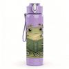 1 PZ Rana Verde Floreale 750ml Colore Plastica Borraccia Sportiva Tappo Flip-Top Anti-Perdita Adatta per Sport Ufficio Uso Domestico
