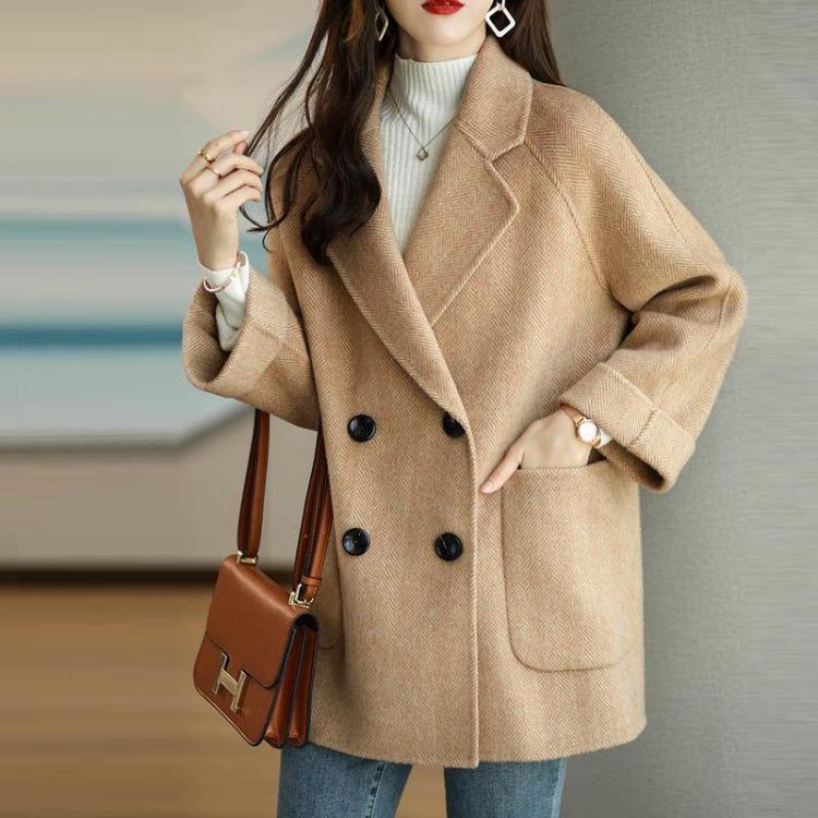 2024 Fashionable Herringbone Wool Coat Autumn Winter Versatile Slim Loose Timeless