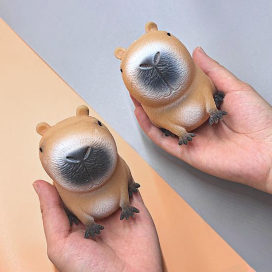 2/4/6Pcs Capybara Squeeze Toy Stress Anxiety Relief Sitting Capybara Toy Portable Kids Teens Adults TPR Animal Sensory Soft Stress Ball Fidget Toy