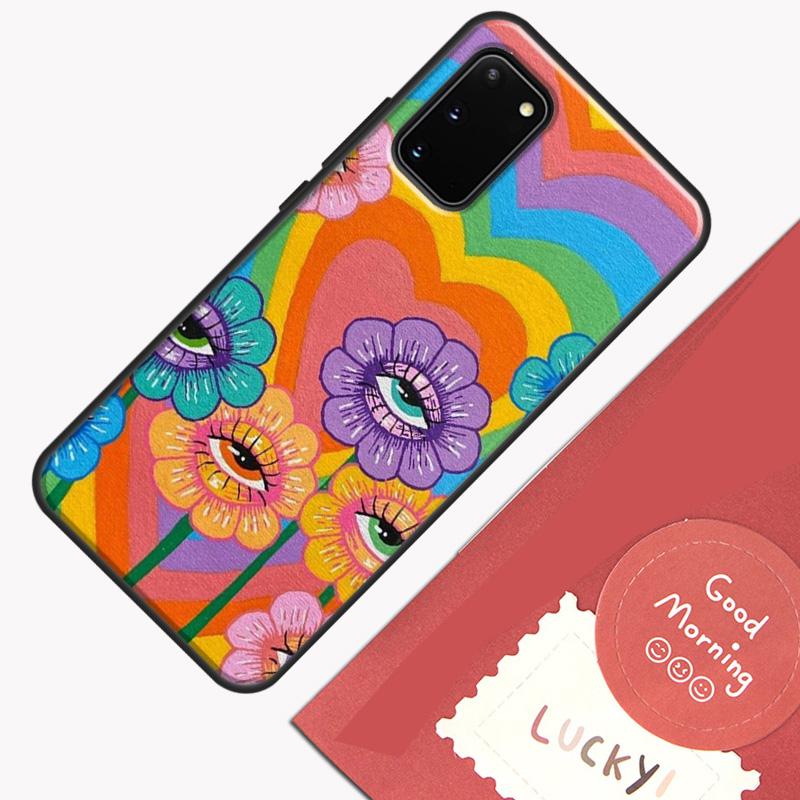 Cute Indie Hippie Case For Samsung Galaxy S22 S21 S23 Ultra Note 20 S8 S9 S10 Note 10 Plus S20 FE Back Cover