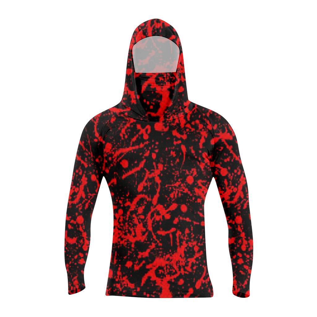 Men's Long Sleeve Hooded T-Shirt Quick Dry Sun Halloween for Fishing Fitness Sports