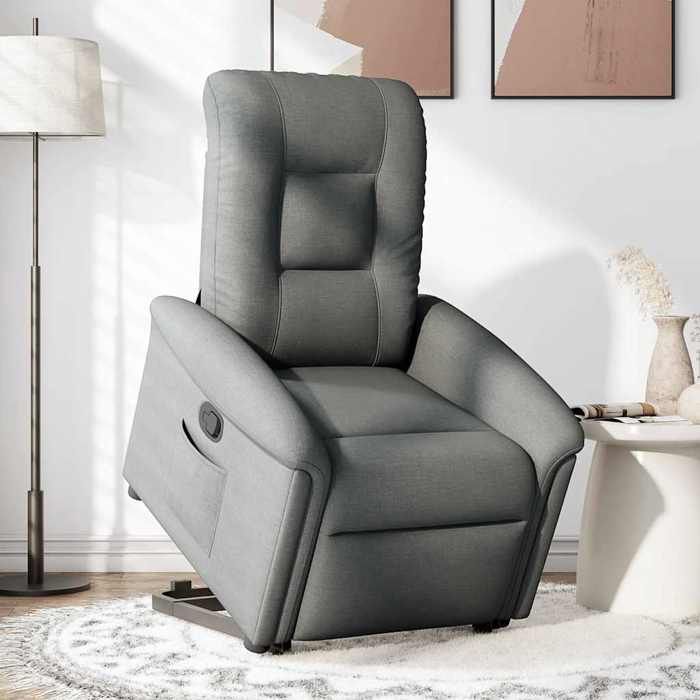 VidaXL Fauteuil inclinable Gris foncé Tissu, chaise inclinable, fauteuil inclinable pour personnes âgées, fauteuil releveur 3303255