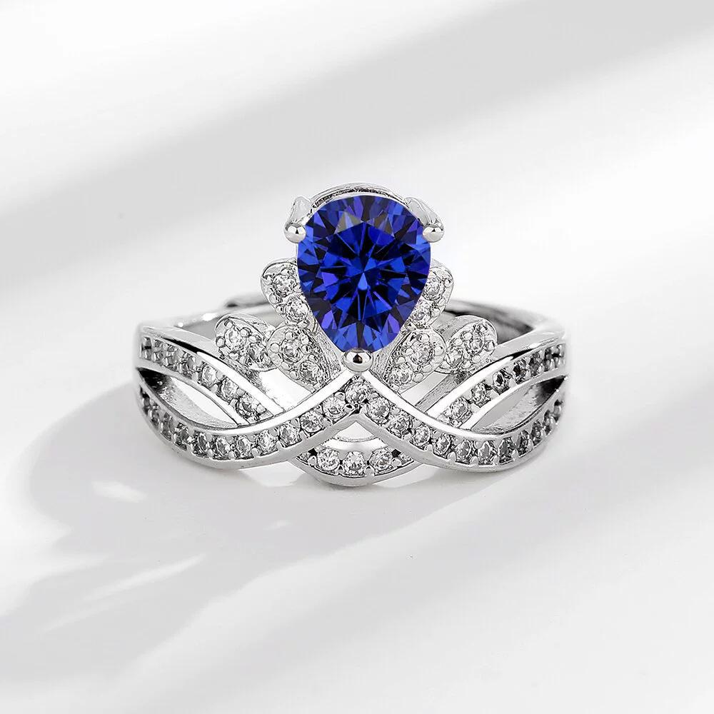 2026 Fashion Jewelry Full Diamond Premium Crown Women's Ring Temperament Set Light Luxury Ring Women