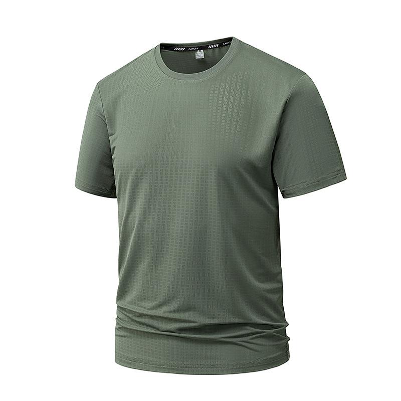 Outdoor Ice Silk Sports Short-sleeved Men s T-shirt 5XL армия зеленый