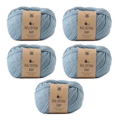 Knitworm Hug Cotton Baby Medium 5 30g Cotton Light Yarn, Weight, Balls, (Approx. 81m), 100% (5. Blue)