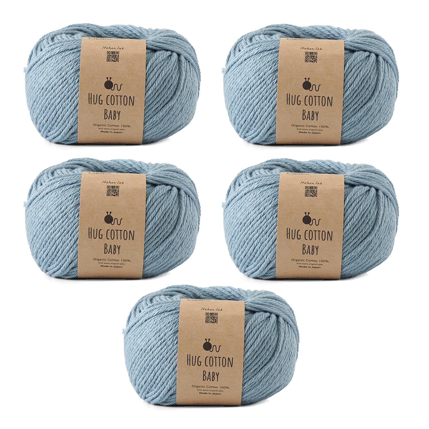 

Knitworm Hug Cotton Baby Medium 5 30g Cotton Light Yarn, Weight, Balls, (Approx. 81m), 100% (5. Blue)