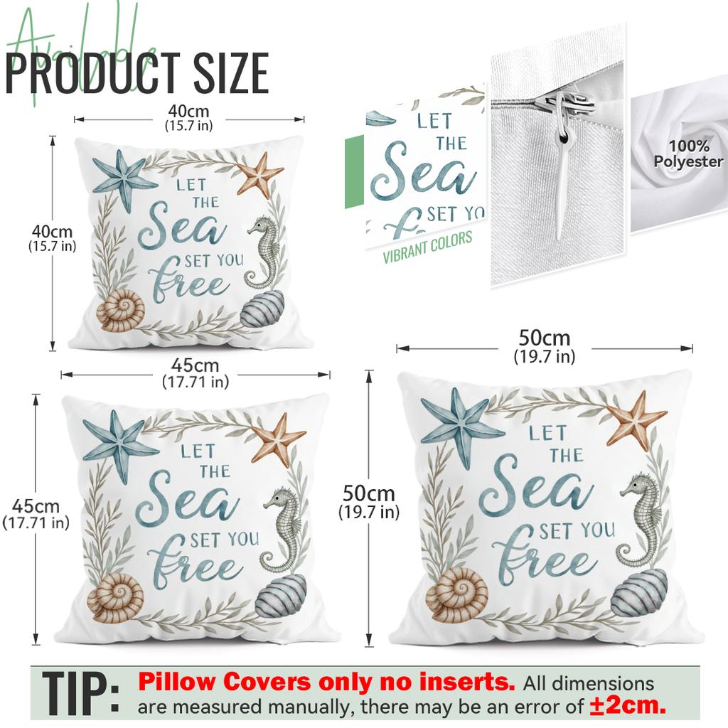 Blue Ocean Series Pillowcase Printed Polyester 40/45/50Cm Throw Pillowcover Decorative Sofa Cushion Pillowslip Home Decor