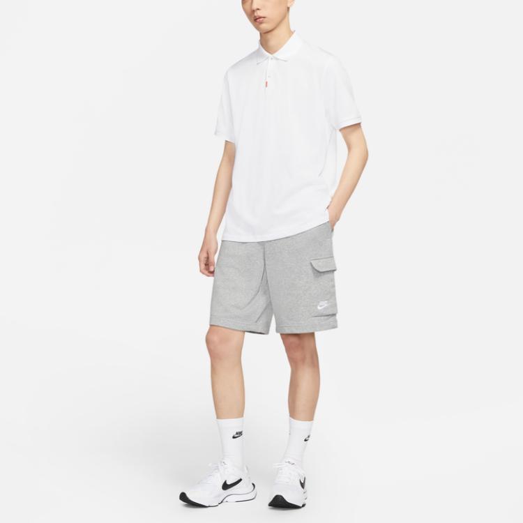 Nike Embroidered Logo Solid Color Half Button Polo Shirt Men Tops White DB3264-100