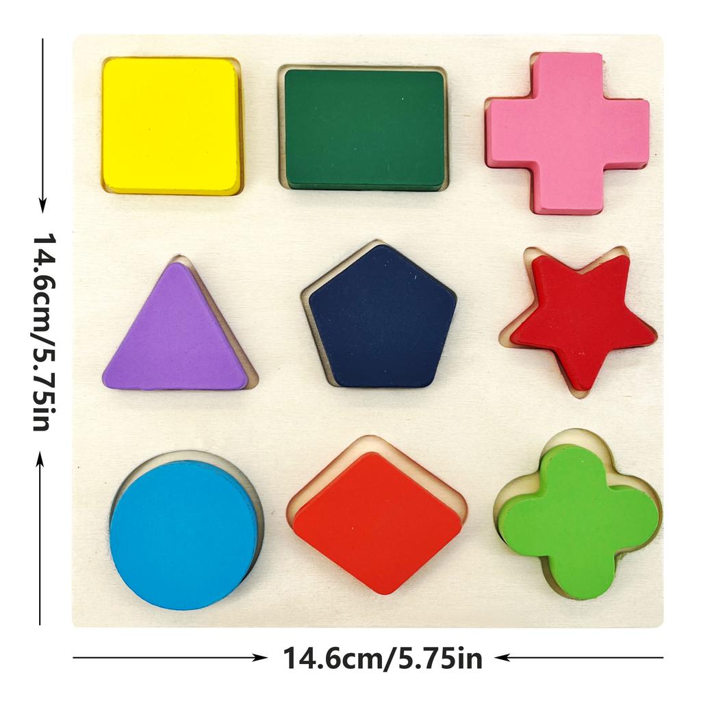 1pc 14.6cm/5.75in Wooden 3D Puzzles Jigsaw Montessori Games Kids Geometric Shapes Color Learning Educational Toys for Children