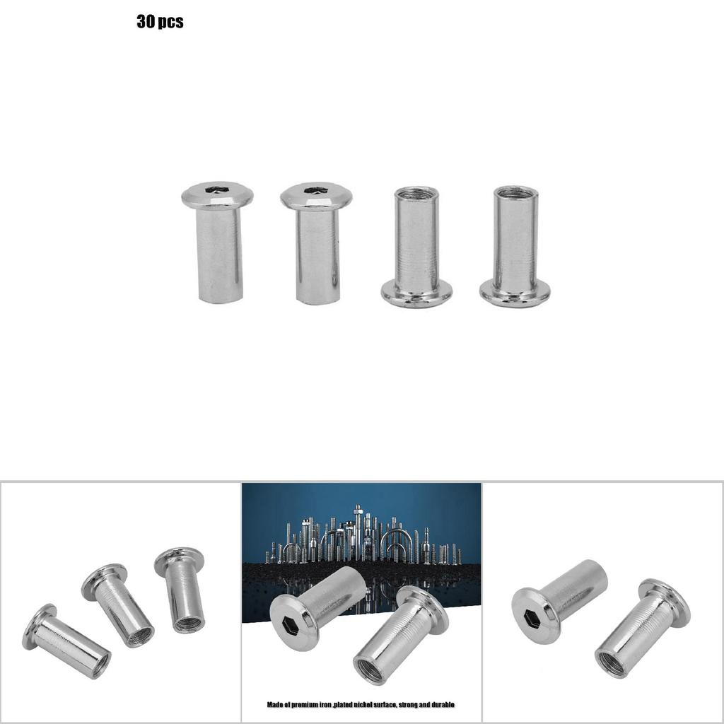 Ploché matice z poniklované oceli Šestihranná matice S pouzdrem s kulatou hlavou Nábytek(M8*22 30KS )