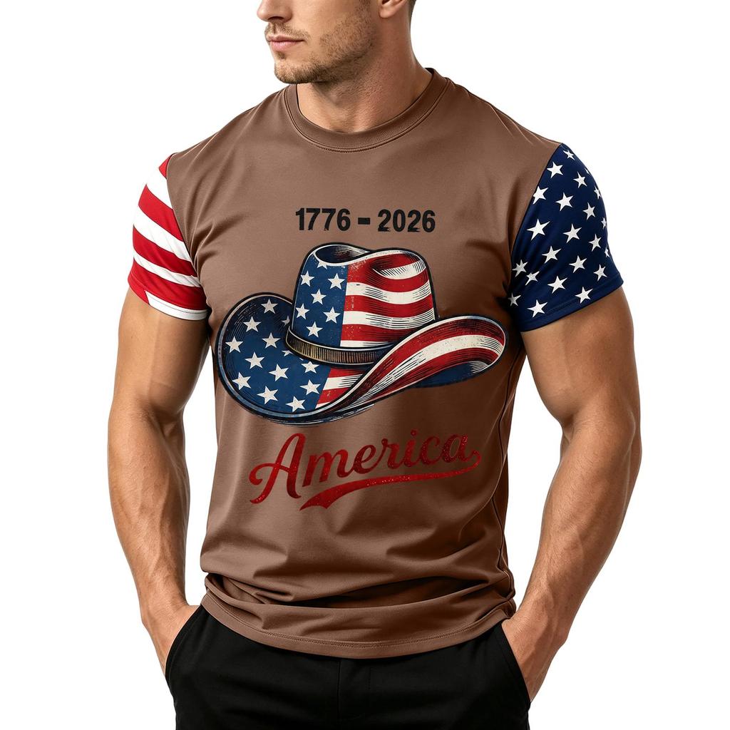 Herren Unabhängigkeitstag Flaggenprint Kurzarm T-Shirt, Locker Lässig Täglich Sommer Oberteile