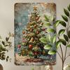 1pc Vintage Christmas Tree Metal Tin Sign - Rustic Wall-Mounted Decoration with Pre-Drilled Holes, Durable Iron Tree Shape Sign