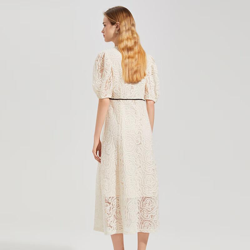 Women's Elegant V-Neck Lace Midi Dress