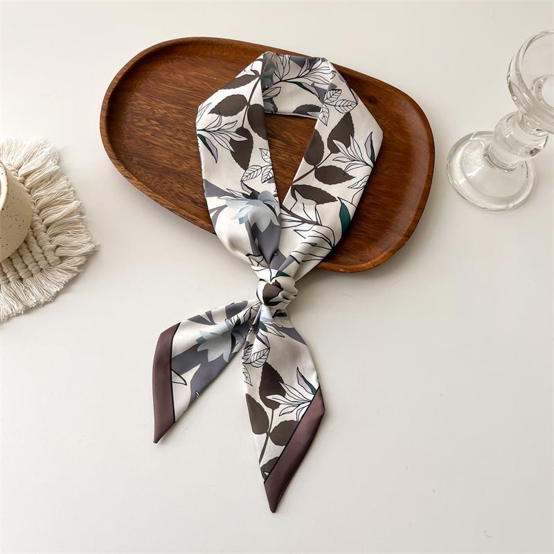 Langer, dünner Seidenschal für Damen, Haarband, Krawatte, Design-Print, Luxusmarke, Haarreifen-Accessoires, coole Mädchen-Schals, Sommer 2021