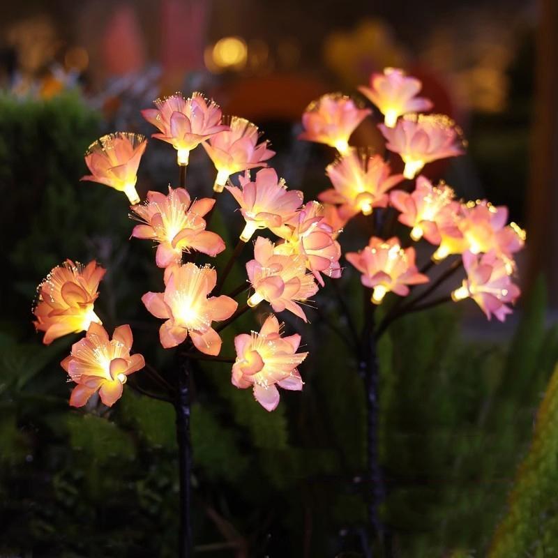 20 Leds Solar Cherry Blossom Lotus Lights Garden Light Outdoor Lawn Lights Patio Decoration Garden Aisle Ambient Landscape Light