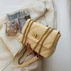 New soft leather single high-end shoulder bag rhombus chain bag fashion embroidery thread underarm messenger bag bag bag
