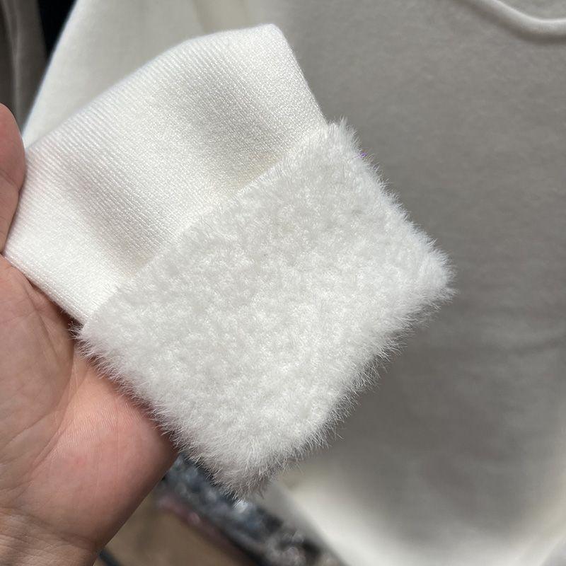 Fleecové zahuštěné pletené svetry Dámské Jednobarevné termoprádlo Topy Dámská zimní móda Košile s nízkým výstřihem