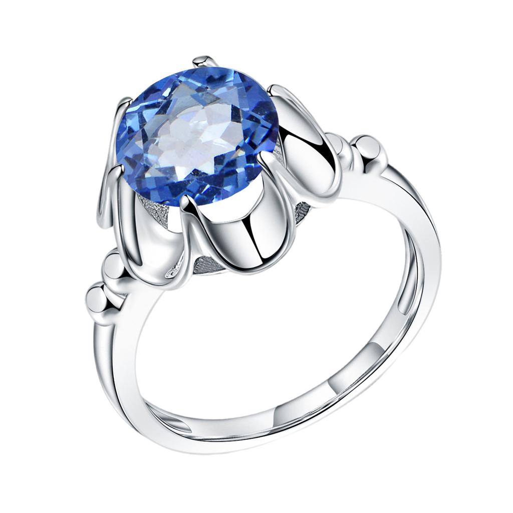 Natural Topaz Ring For Women, Camellia Fresh And Sweet S925 Sterling Silver Inlaid Natural Colored Treasure Ring