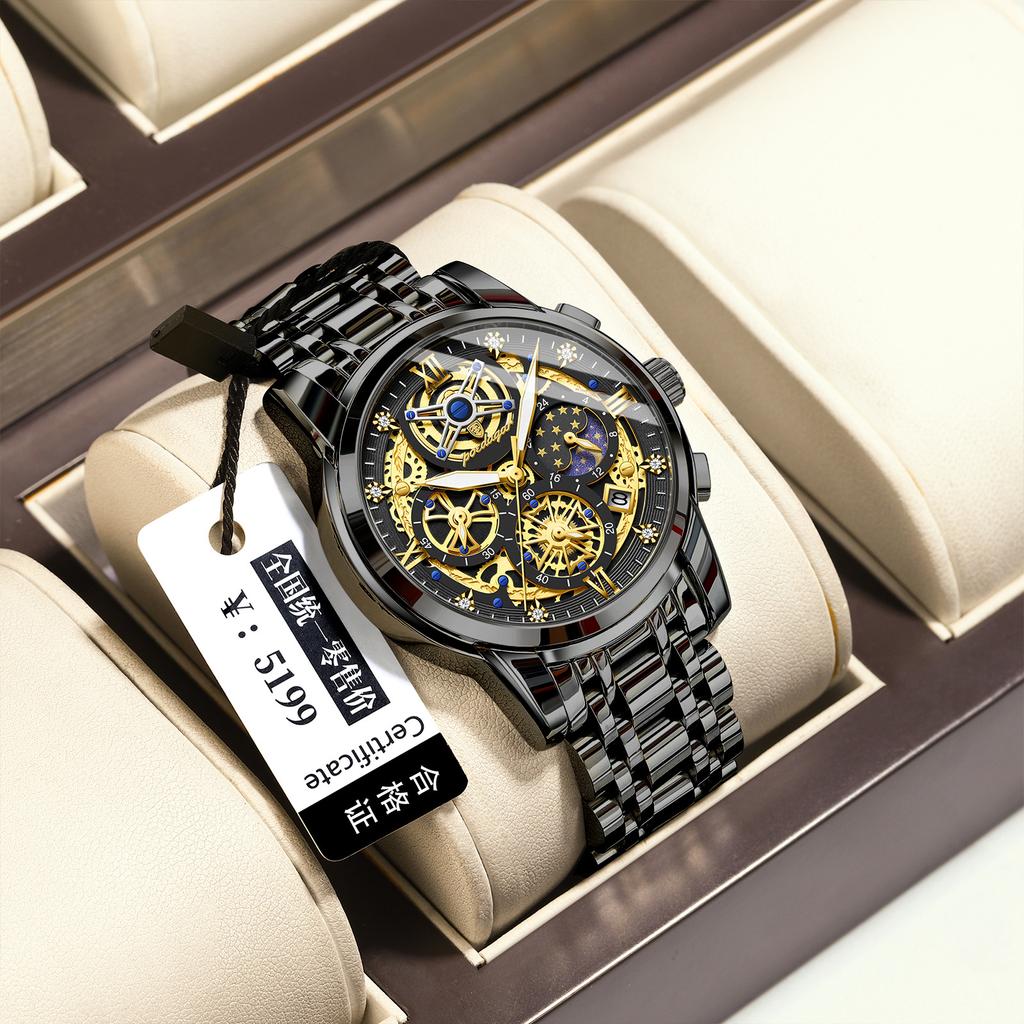 Luxury Hollow Men'S Watch Waterproof Luminous Quartz Watch