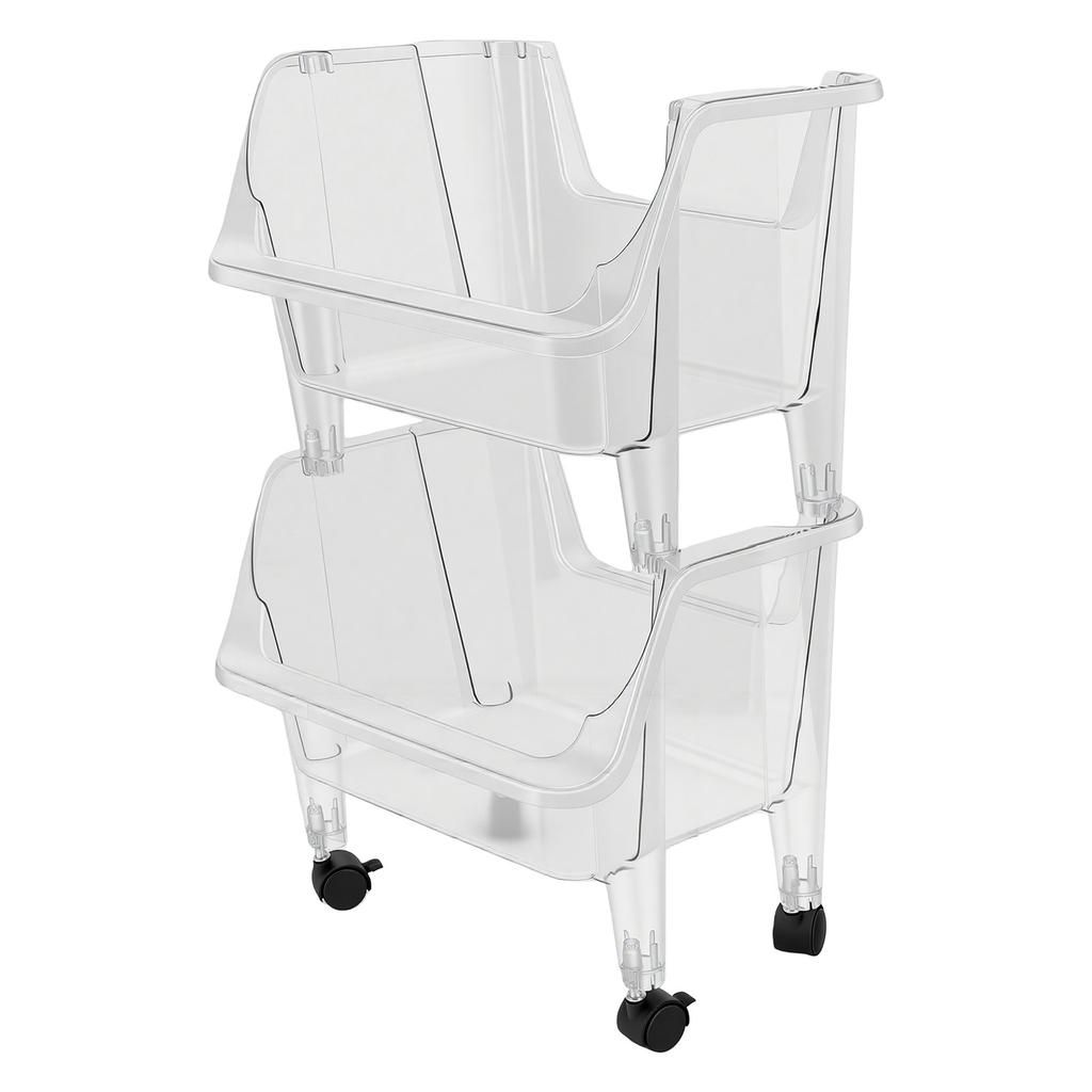 Kitchen Storage Cart, 2 Tier Rolling Cart, Silent Wheels
