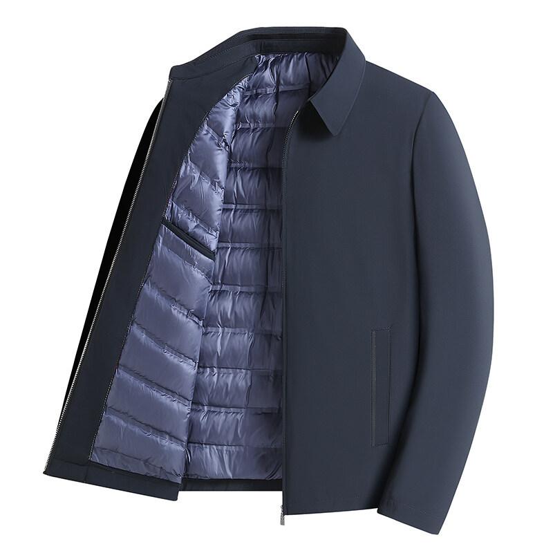 Middle-aged and elderly lapel down jacket men's casual thickened warm velvet dad jacket