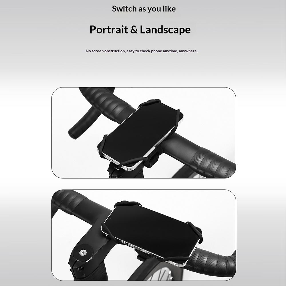 BENGGUO Bicycle Phone Mount Adjustable Silicone Elastic Strap Holder for 4.7-7.2 Inch Devices Bike Handlebar Bracket, Black