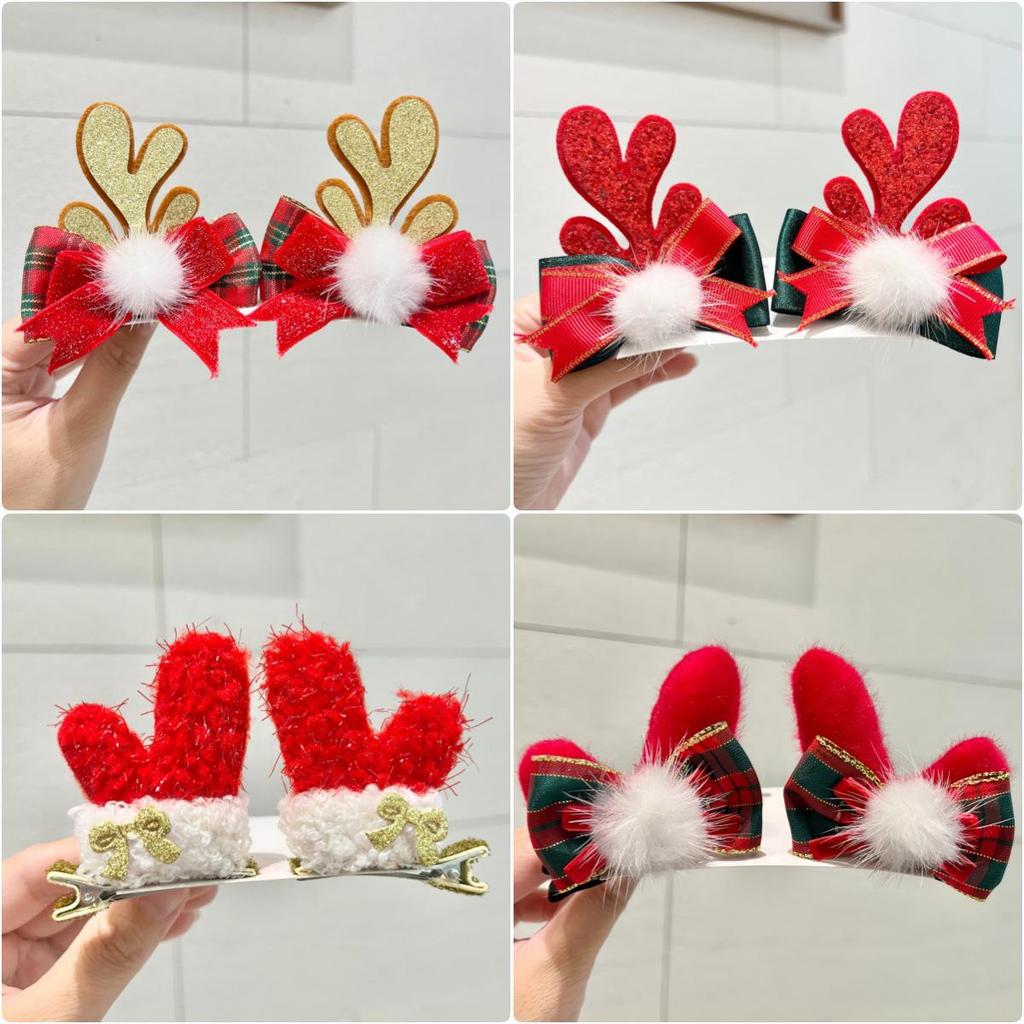 2025 Christmas Reindeer Antler Hair Clips - Cute Holiday Hair Accessories Pair