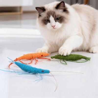 New Wool Material Woolen Prawn Cat Interactive Play with Cats Realistic Cat Cute with Sound Simulated Insect Cat Pet