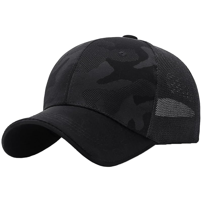 

[White Fang] camouflage pattern mesh cap hat outdoor fishing golf men s ladies CA800 (black)