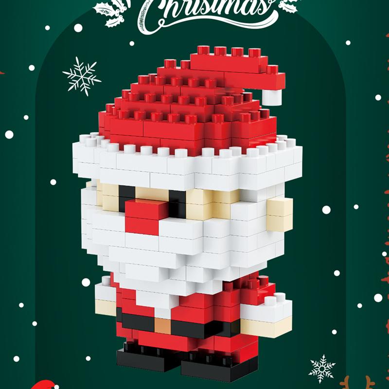 DIY Christmas Tree Elk Deer Santa Claus Train Decorations Architecture Socks Street View Xmas Snow House Building Block Kit Toy