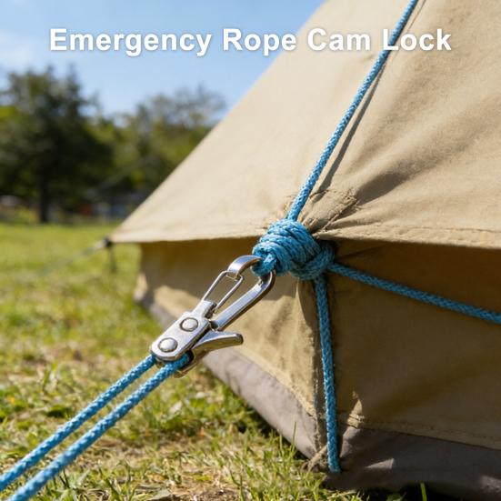 1 Set Heavy Duty Rope Tensioner, Rope Roller with 2 Reflective Nylon Cord, Metal Rope Tightening Tool for Camping, Tarps, Guy Lines, Boating