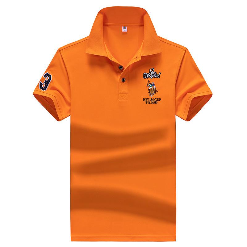 Men's Slim Fit Summer Polo Shirt - Solid Color, Short Sleeve, Embroidered Design