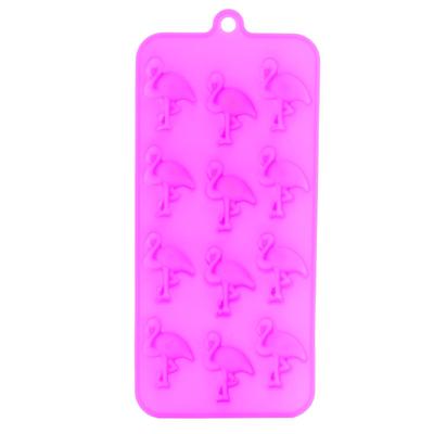 [Q0509] - Forma de gelo de silicone 'Flamingo' rosa (12 cubos de gelo) - 21x11 cm
