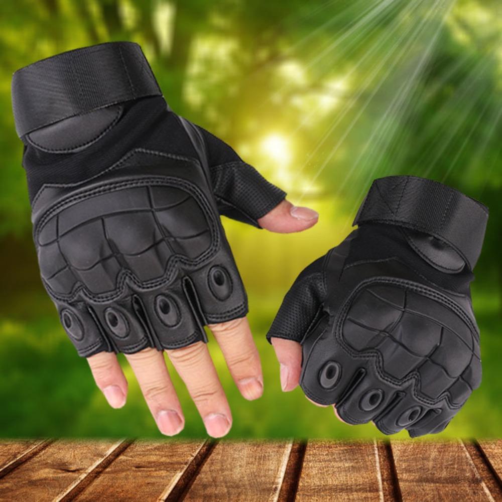 Outdoor Tactical Half Finger Gloves Field Training Sports Riding Mountaineering Non-Slip Motorcycle Full Finger Touch Screen Leather Gloves